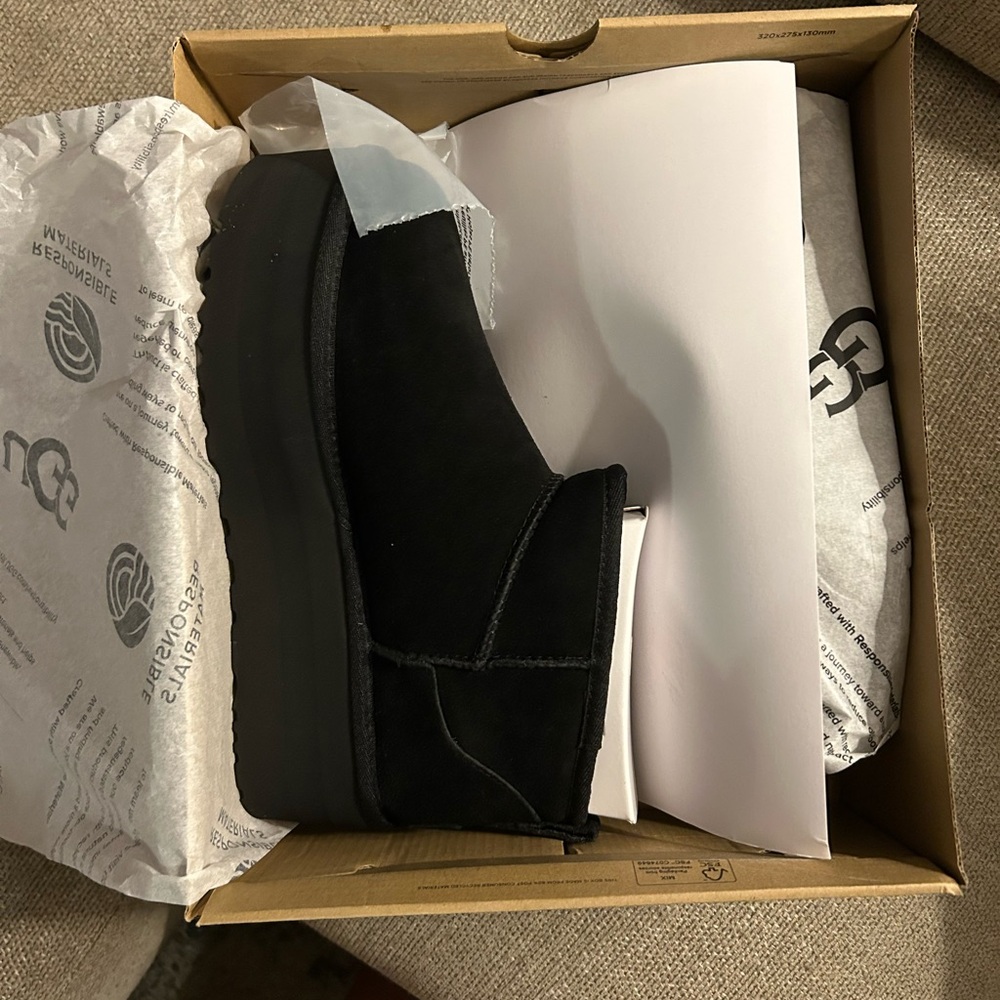 UGG Black Suede Platform Boots